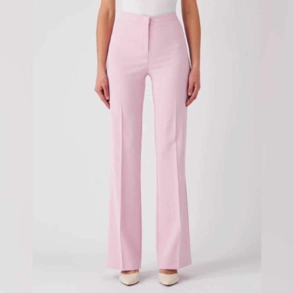 Pinko Hulka Stretch Crepe Flare Leg Trousers in Rose Pink Size 6 US 42 IT